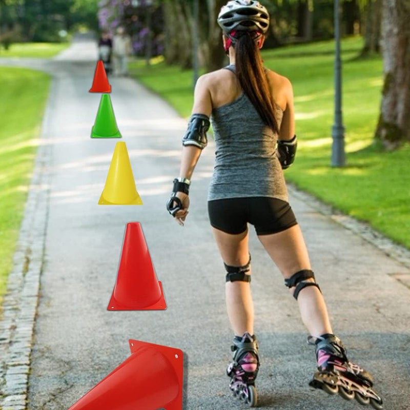 Mirepty 7 Inch Plastic Traffic Cones Sport Training Agility Marker Cone for Soccer, Skating, Football, Basketball, Indoor and Outdoor Games (4 Colors, 24 Pack) - Image 5